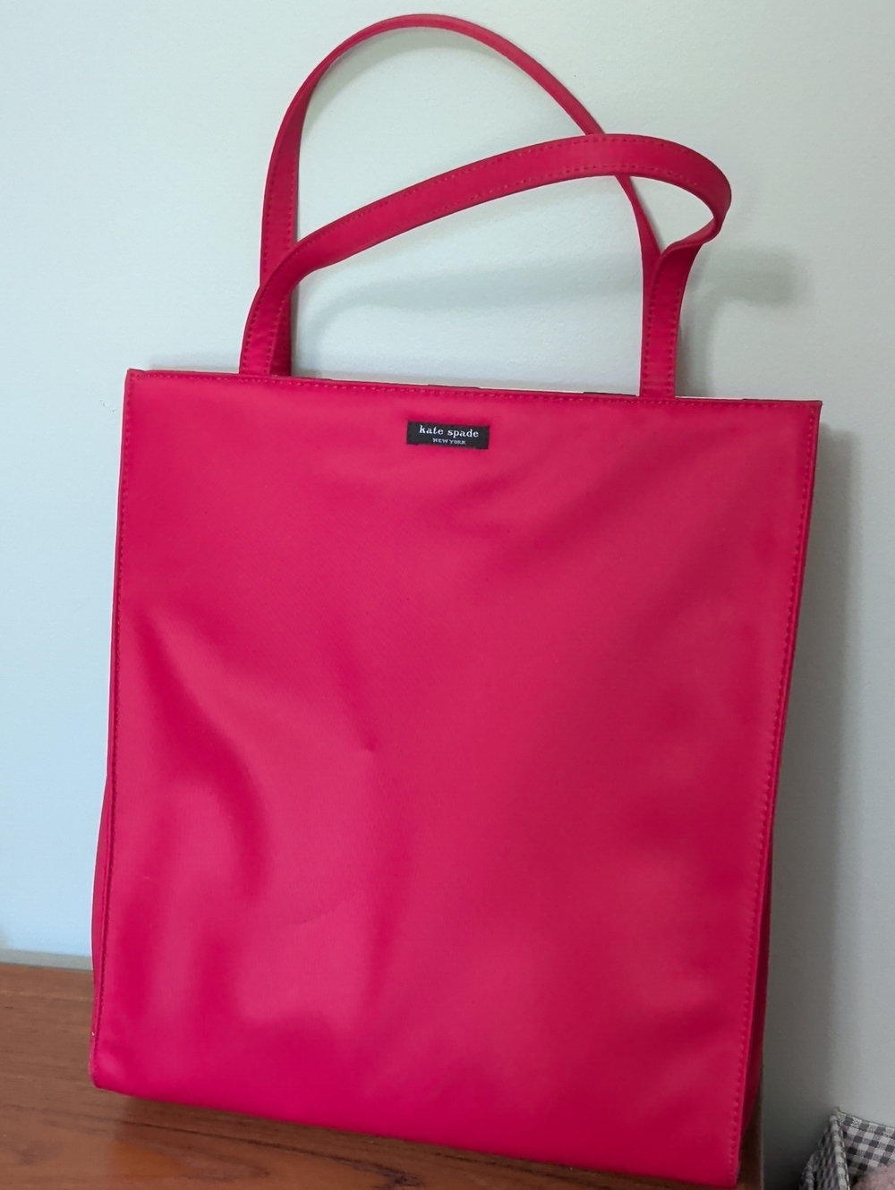 kate spade Red Tote With Black And White Polka Dots Inside